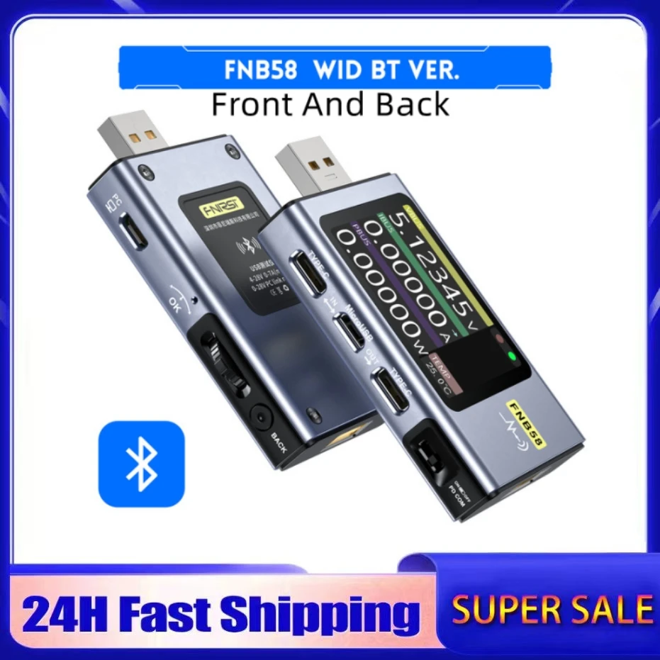 FNIRSI-FNB58 USB Tester Voltmeter Ammeter TYPE-C Fast Charge Detection Trigger Capacity Measurement Ripple Measurement