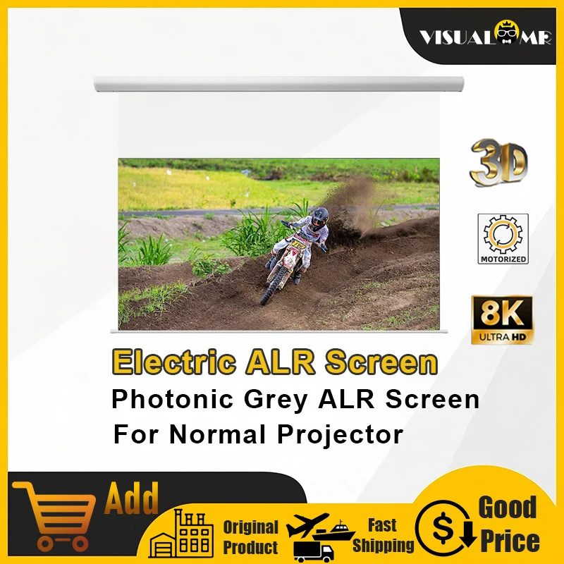 

Hot Electric Drop Down Projection Screen Motorized Wall Mount 120inch Photonic Grey ALR Screen 16:9 4K Projection with Floating