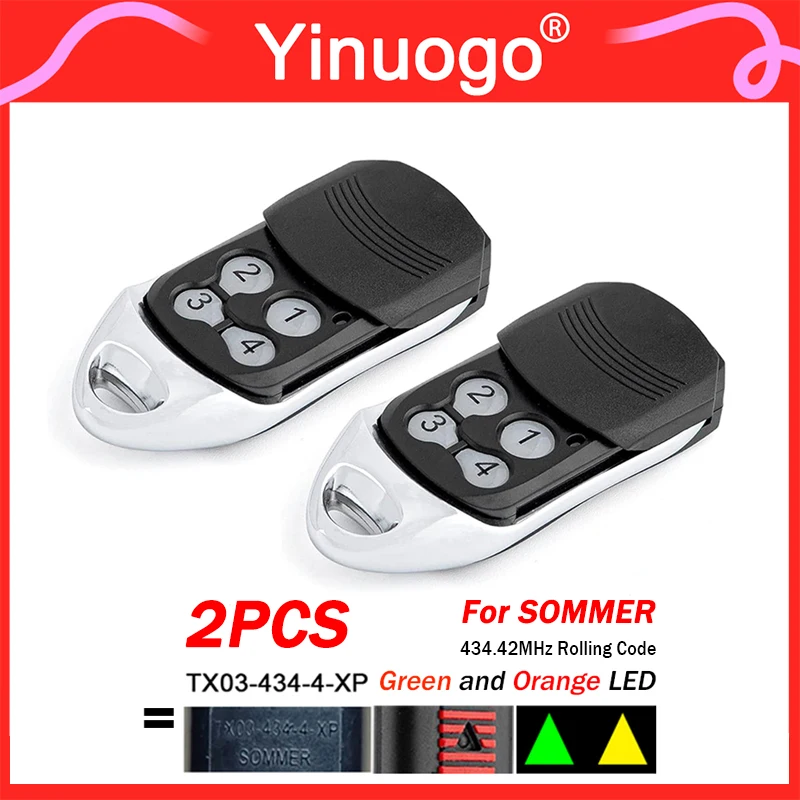 

2PCS SOMMER Remote Control Hand Transmitter Compatible WIth SOMMER 4013 TX03 434 4 XP 4022 TX02-434-2 4014 TX03-434-2 434.42MHz