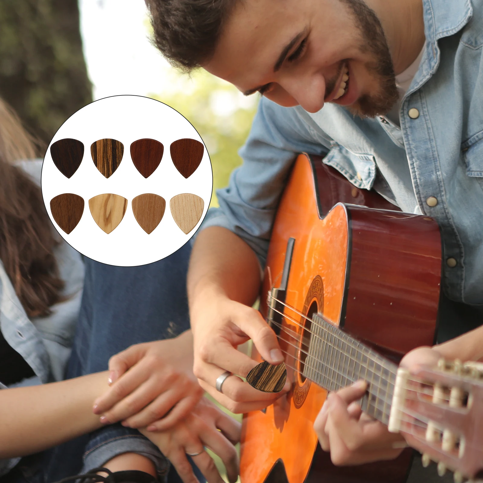 

8 Pcs Wooden Pick Portable Guitar Picks Music Useful Fingertip Bass Instruments Accessories Musical Supplies