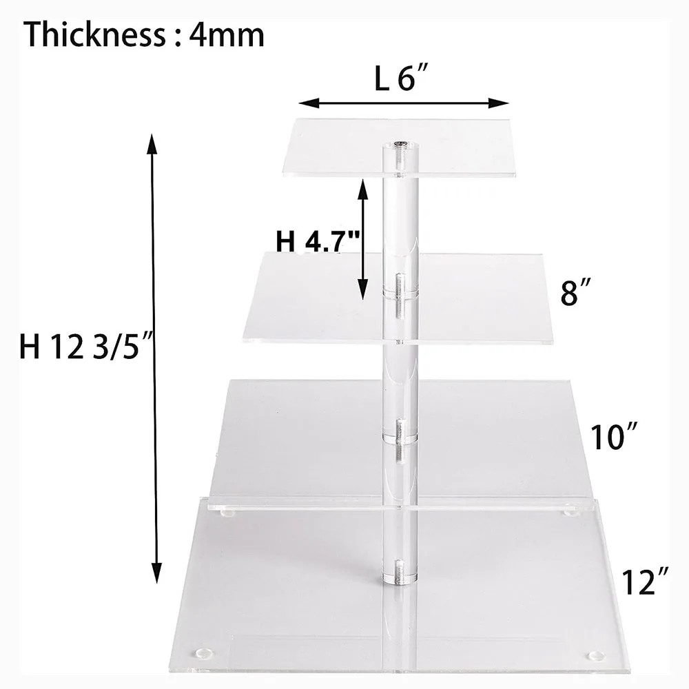 4 Tier Acrylic Cupcake Stand, Premium Cupcake Holder, Acrylic Cupcake Tower Display Cady Bar Party Décor â Display for Pastry