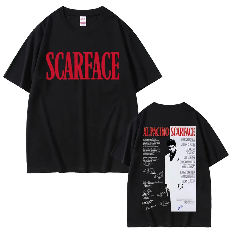 90s Classic Gangsters Movie Scarface Merch T-shirt Vintage Tony Montana Al Pacino T Shirts Men Fashion Oversized T-shirts
