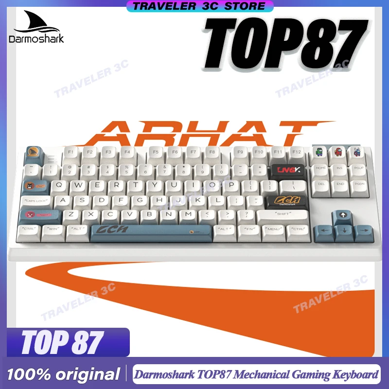 

Darmoshark TOP87 Customized Mechanical Gaming Keyboard 87% Hot Swap Three mode Wireless 4000mAh Linear HIFI Switch laptop Gift