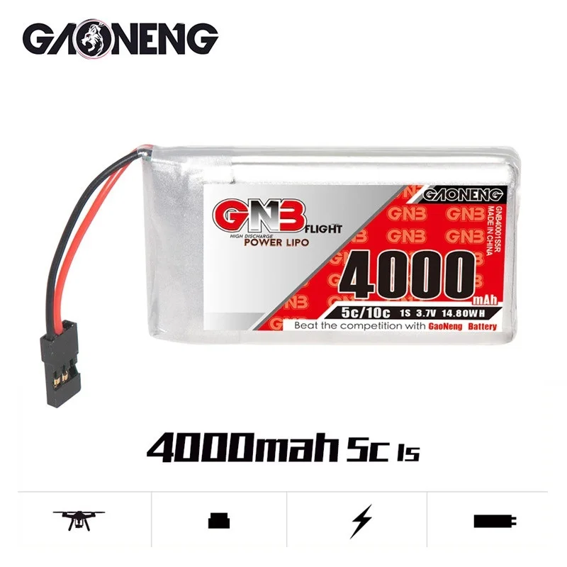 GAONENG GNB 1S 3.7V 4000mAh 5C/10C Batteria Lipo con pacchetto trasmettitore JR per modello di telecomando Sanwa M17 RC