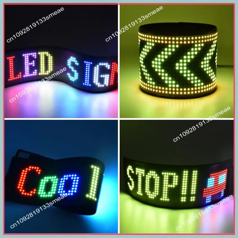 لوحة بكسل LED N94R، وحدة LED مرنة USB 5 فولت، شاشة عرض رسوم متحركة نصية تمرير RGB، تطبيق بلوتوث، 16X64 LED 9.2X37.2 سم متينة
