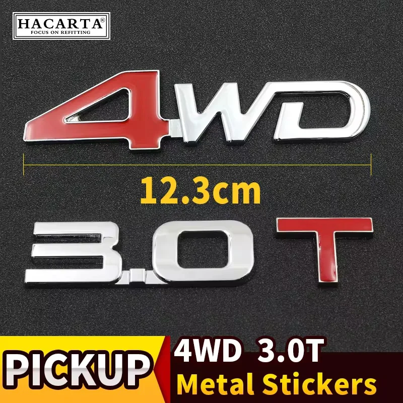 

3D Car Styling Chrome Metal Sticker 4WD Tail Emblem Badge Rear Decal Logo for RANGER D-MAX NAVARA NP300 D40 4X4 Off Road SUV 4WD