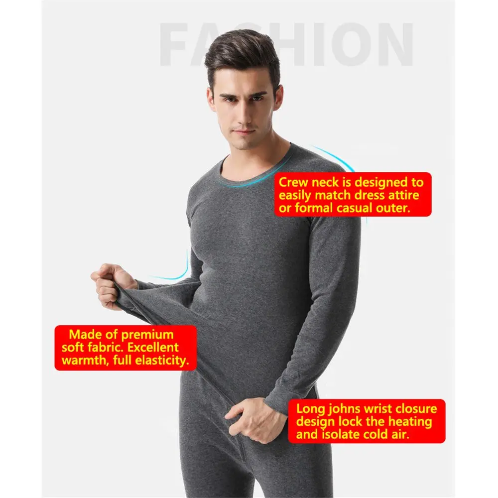 Thermal Underwear Set for Men Soft Fleece Lined Long Johns Set Men\'s Top & Bottom Set Winter Cold Weather Thermal Clothes