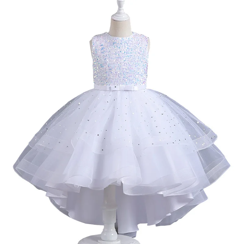 Ragazza principessa senza maniche tutu flower Girl puffy dress abito da sposa stage walk piano performance abito da sera