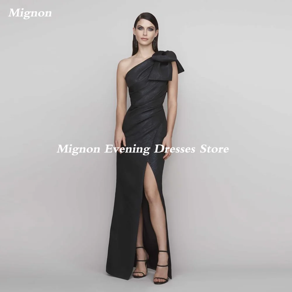 

Mignon Satin Mermaid One-shoulder Bow Formal Prom Gown Floor Length Saudi Evening Formal Elegant Party Dress for Women 2023