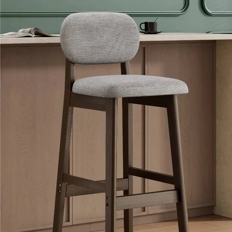 

Удобный тканевый барный стул из дерева, высокое качество, роскошный скандинавский высокий барный стул, табурет, современный шезлонг, мебель
