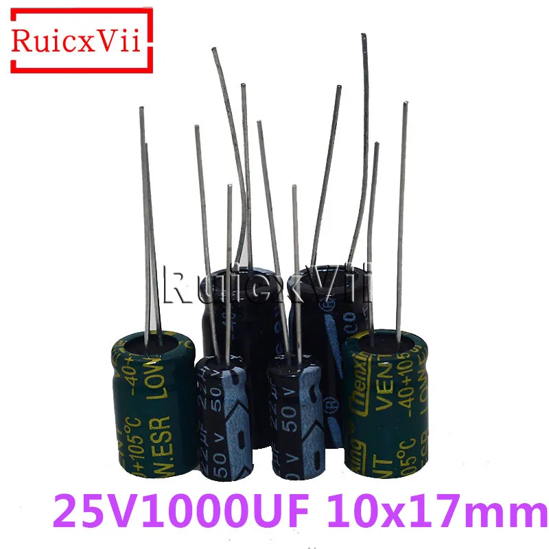 

50PCS Higt quality 25V1000UF 10*17mm 1000UF 25V 17*10 Electrolytic capacitor