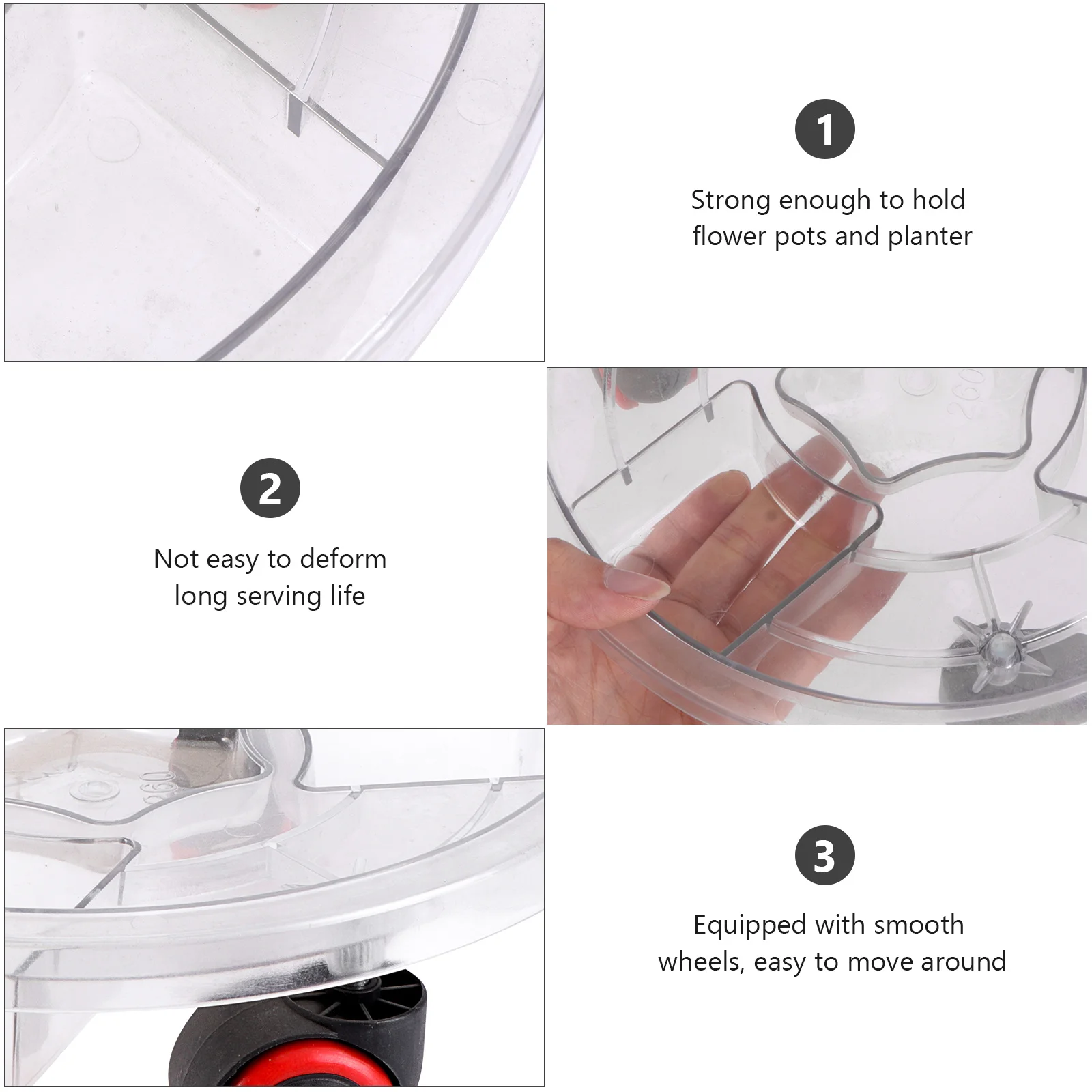 

1pc Round Flowerpot Tray Thickened Resin Flowerpot Wheel Tray Wheel Base For Garden Balcony Indoor Outdoor Use