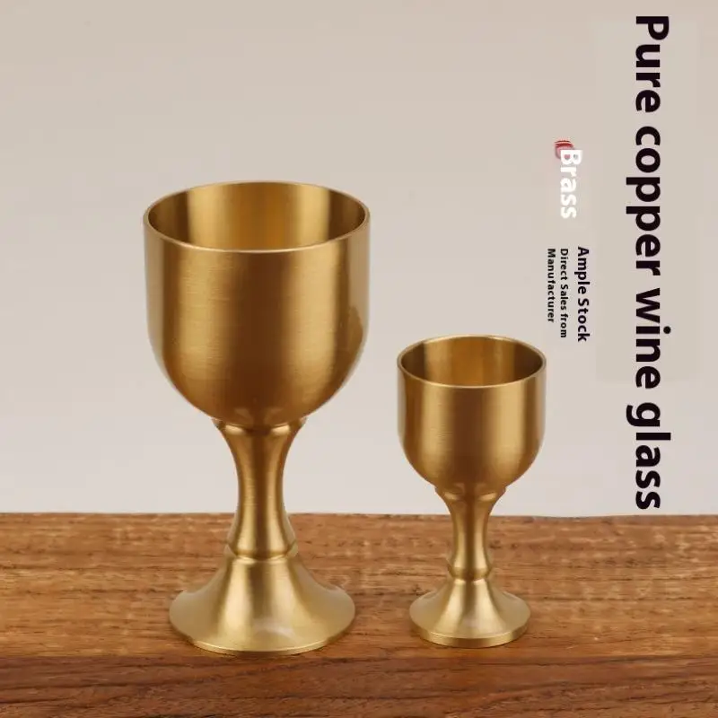 Copa de vino de latón para restaurante, copa de mesa para vino tinto y vino blanco, trompeta de cobre, artesanía de cobre, decoración de cobre, mini copa.