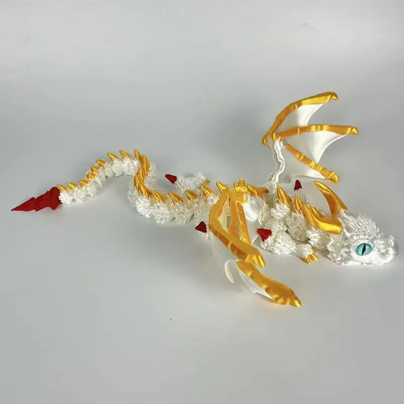 تمثال تنين على شكل نقل مجنح مطبوع ثلاثي الأبعاد مع عيون عشوائية، منحوتة تنين راتينج آرت ديكو، ديكور على شكل حيوان على الطاولة 37 سم #6
