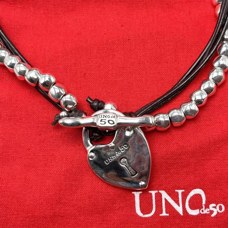 2023 UNOde50 European and American New Product Hot Selling Fashion Trend Heart Necklace Women's Romantic Jewelry Gift Bag