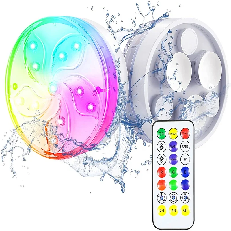 

High Quality IP68 Waterproof RGB Battery Operated Swimming Pool Lamp Underwater Led Lights with RF Remote for Pool Use