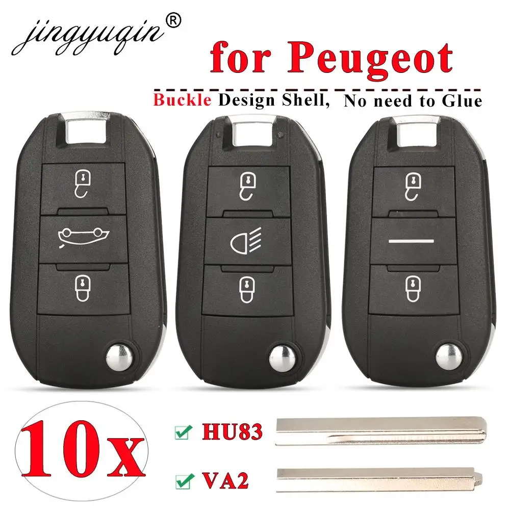 

10pcs Remote Flip Car Key Shell Fob For Peugeot 208 2008 301 308 3008 508 5008 Expert Partner Citroen C-Elysee C4-Cactus C3