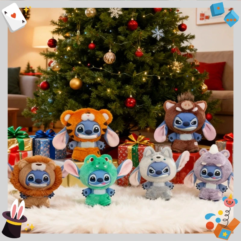 Disney Stitch Wild Animal Series Blind Box Plush Vinyl Toy Cute Doll Replica Mystery Box Bag Pendant Decor New Year Festive Gift