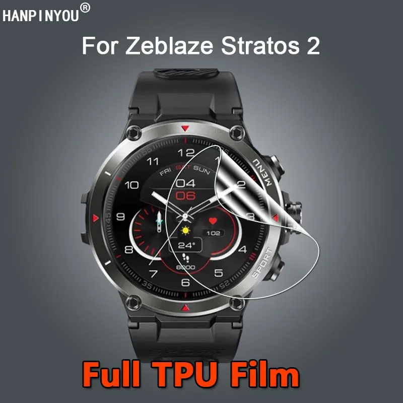 For Zeblaze Stratos 2 Ares 3 Smart Watch Ultra Clear Slim Repairable Soft TPU Hydrogel Film Screen Protector -Not Tempered Glass