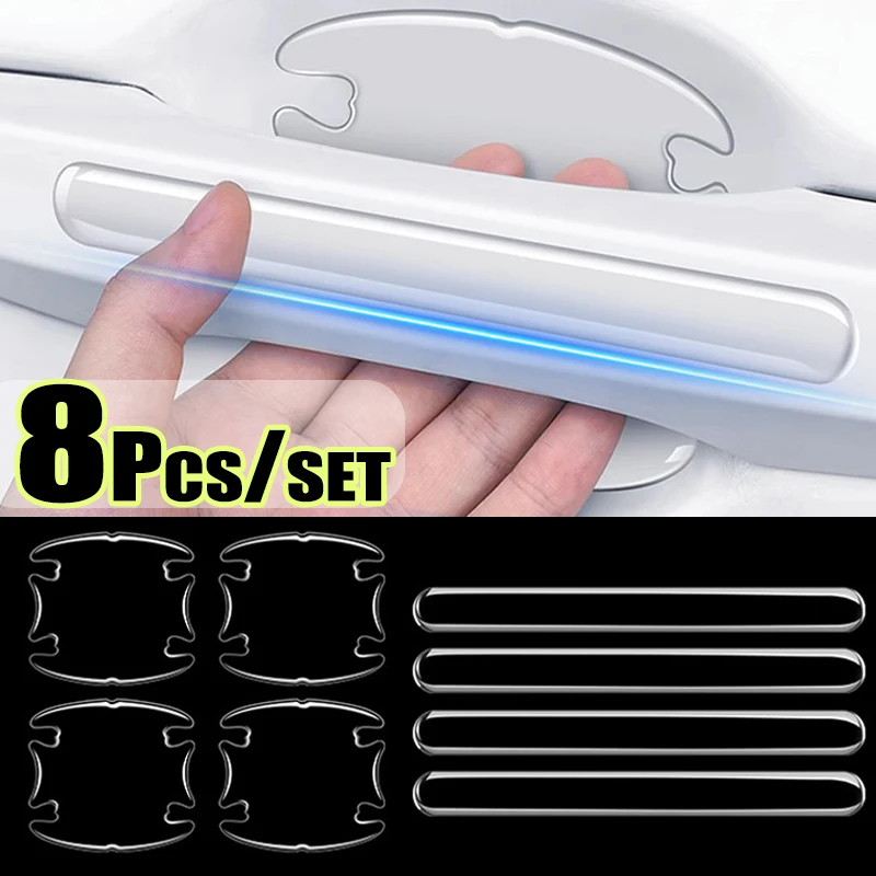 Transparent Car Door Handle Bowl Protective Stickers Invisible Protection Rearview Mirror Anti-collision Clear Protector Strip