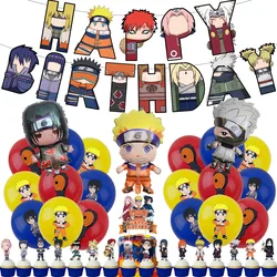 Naruto Theme Party Supplies Set Anime Boys Man Birthday Cake Decoration Banner Tablecloth Plate Balloons Toys Gifts