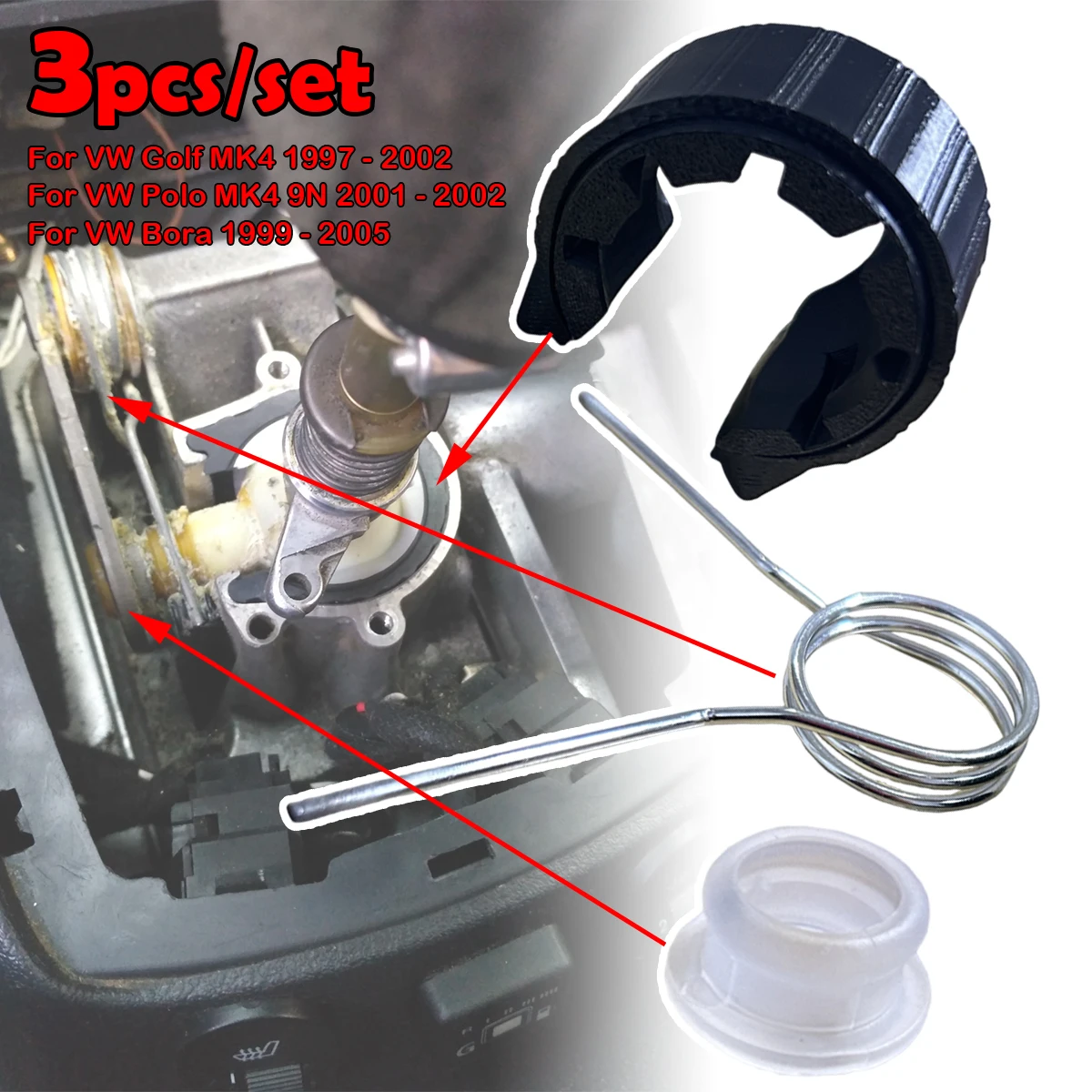 3pcs Untuk VW Golf Polo Bora Manual Gear Linkage Selector Shell Shift Rod Lever Bushing Spring Shifter Ball Uper Aksesoris Mobil