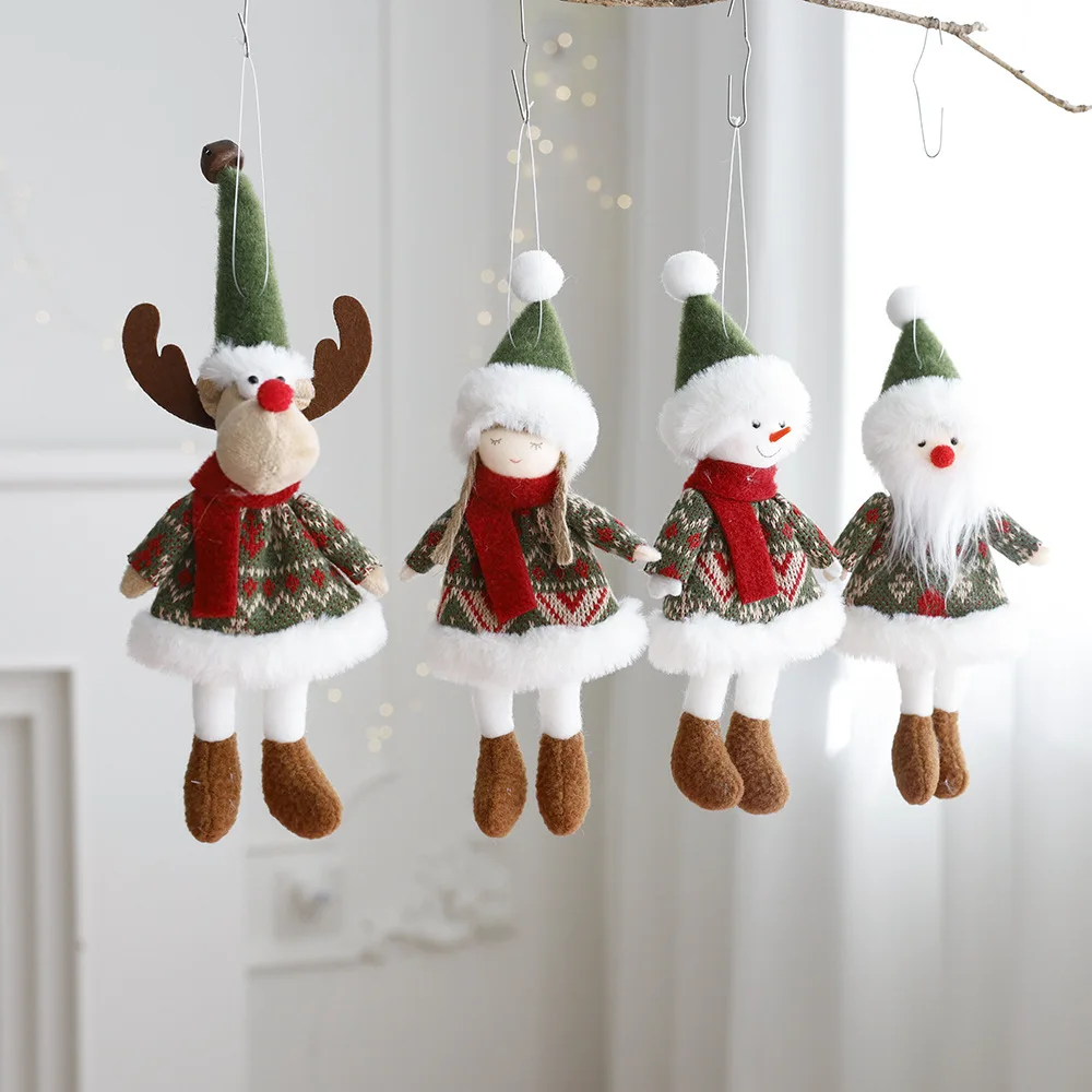 Christmas decoration fabric doll small figurine pendant plush elk Santa Claus snowman Christmas tree decorations