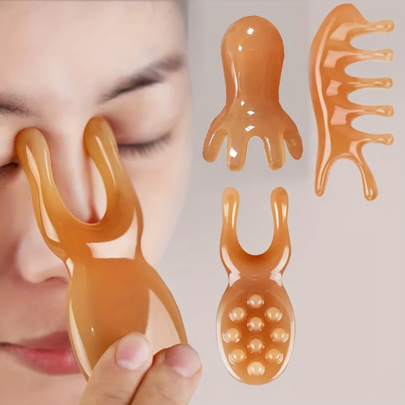 Ensemble de 3 outils de massage et de gua sha : Peigne de massage Little Frog Meridian, Peigne de massage Dolphin Head, Peigne de massage Octopus