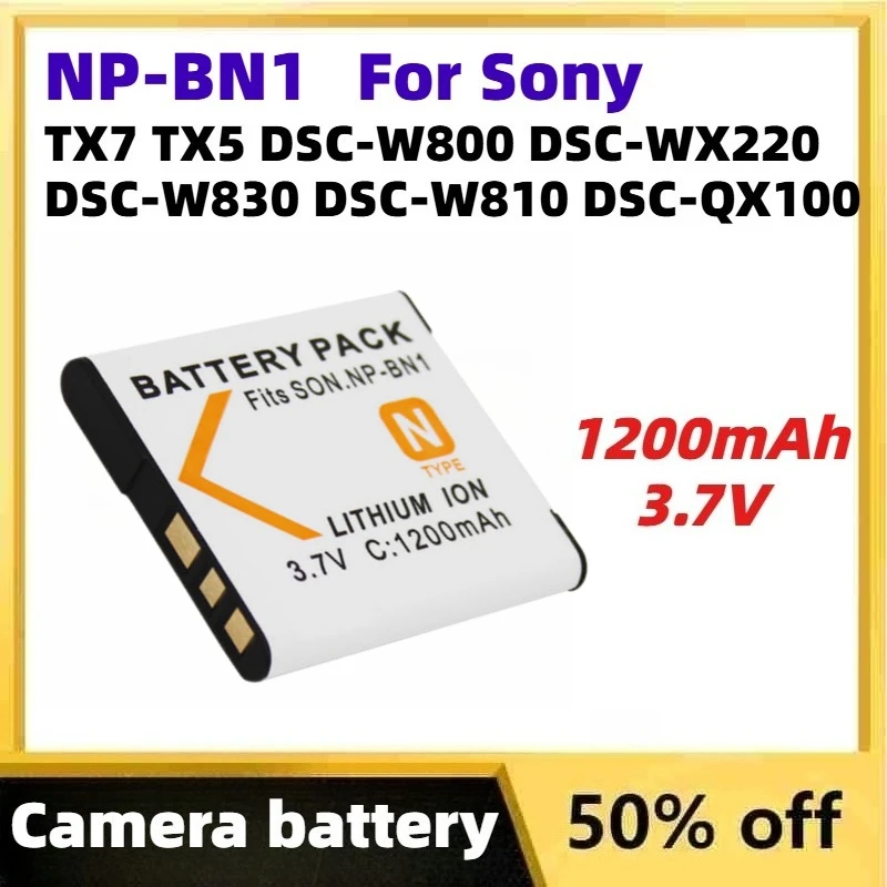 

3.7V 1200mAh NP-BN1 Rechargerable Camera Battery for Sony TX7 TX5 DSC-W800 DSC-WX220 DSC-W830 DSC-W810 DSC-QX30 DSC-QX100 DSC