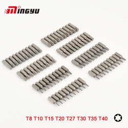 10pcs S2 Alloy Steel 25mm Long Torx Screwdriver Bits Set 1/4