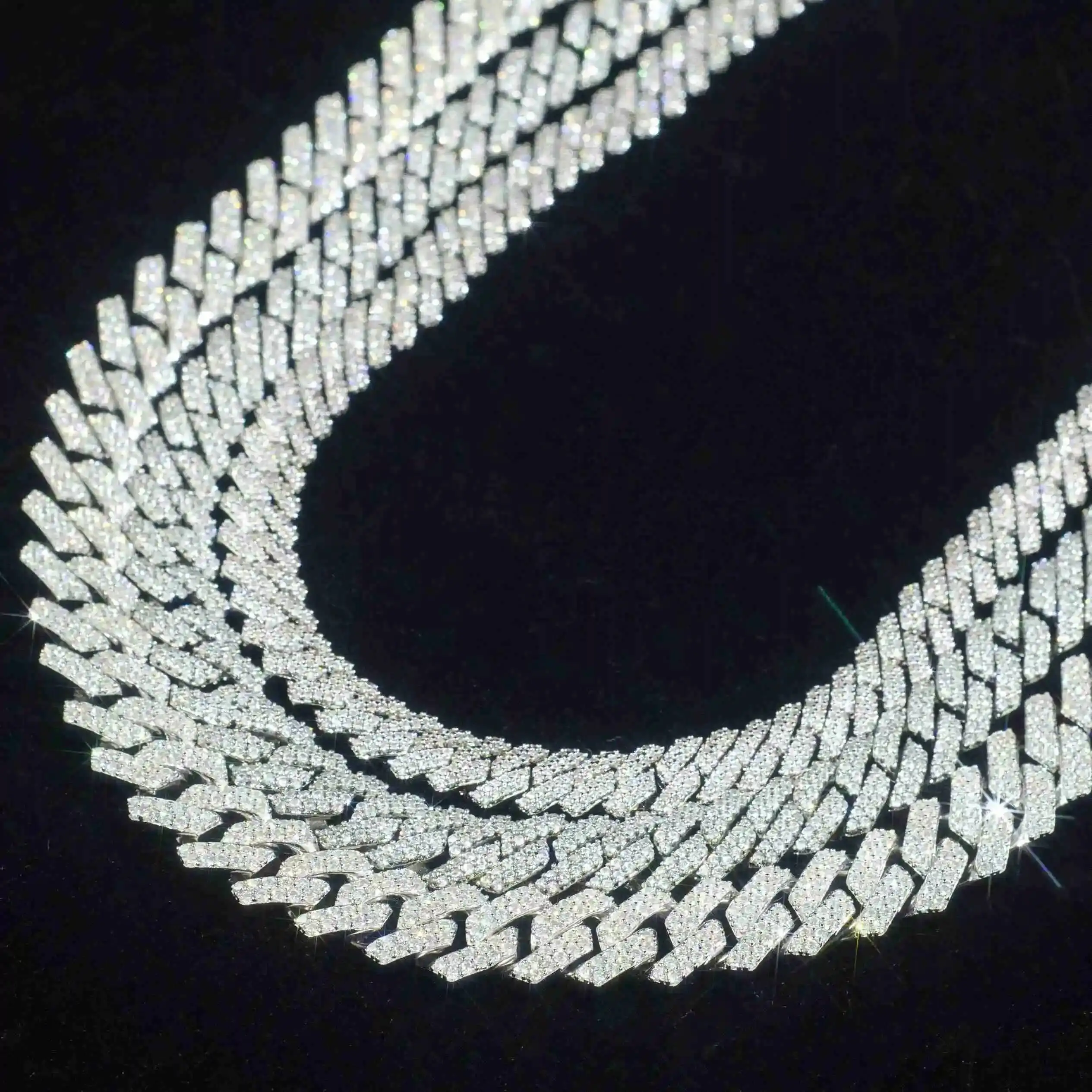 

Custom Pass Diamond Tester Hip Hop 925 Iced Out Cuban Chain Necklace 8MM 10MM 12MM VVS Moissanite Cuban Link Chain Necklace