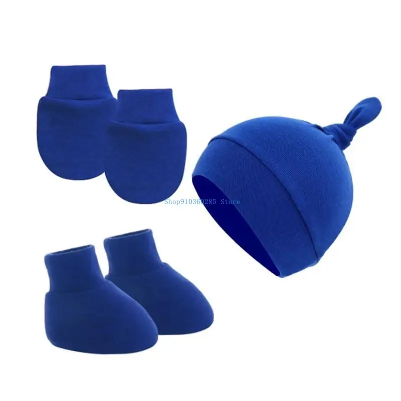 مجموعة قفازات وجوارب لآذان الأطفال حديثي الولادة K9FF للأولاد والبنات قبعة صغيرة للأطفال من عمر 0 ​​إلى 6 أشهر (عبوة من 3 قطع)