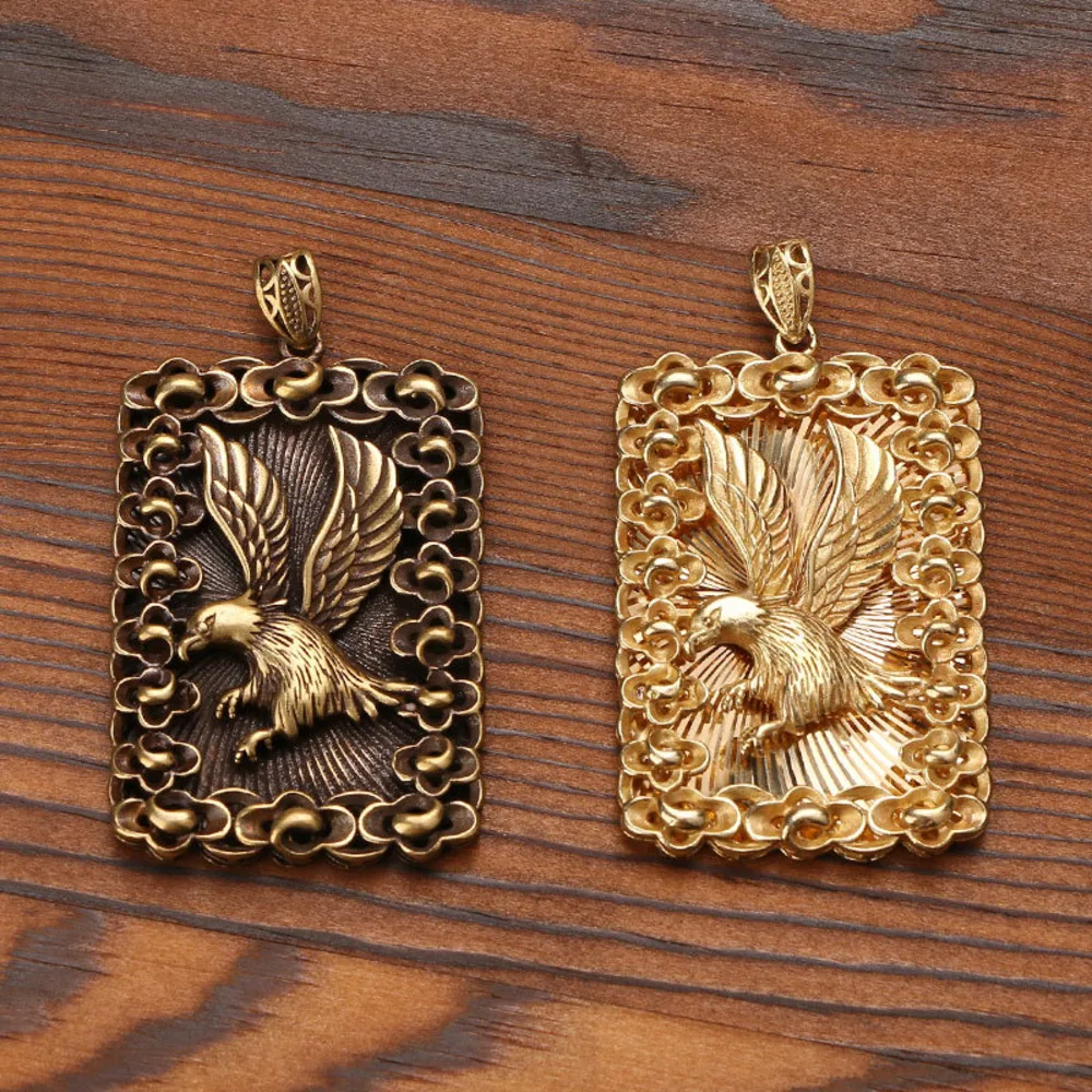 Wholesale Brass Guan Gong Ping An Brand Retro Overbearing Eagle Pendant Zodiac Dragon Tiger Car Brass Pendant