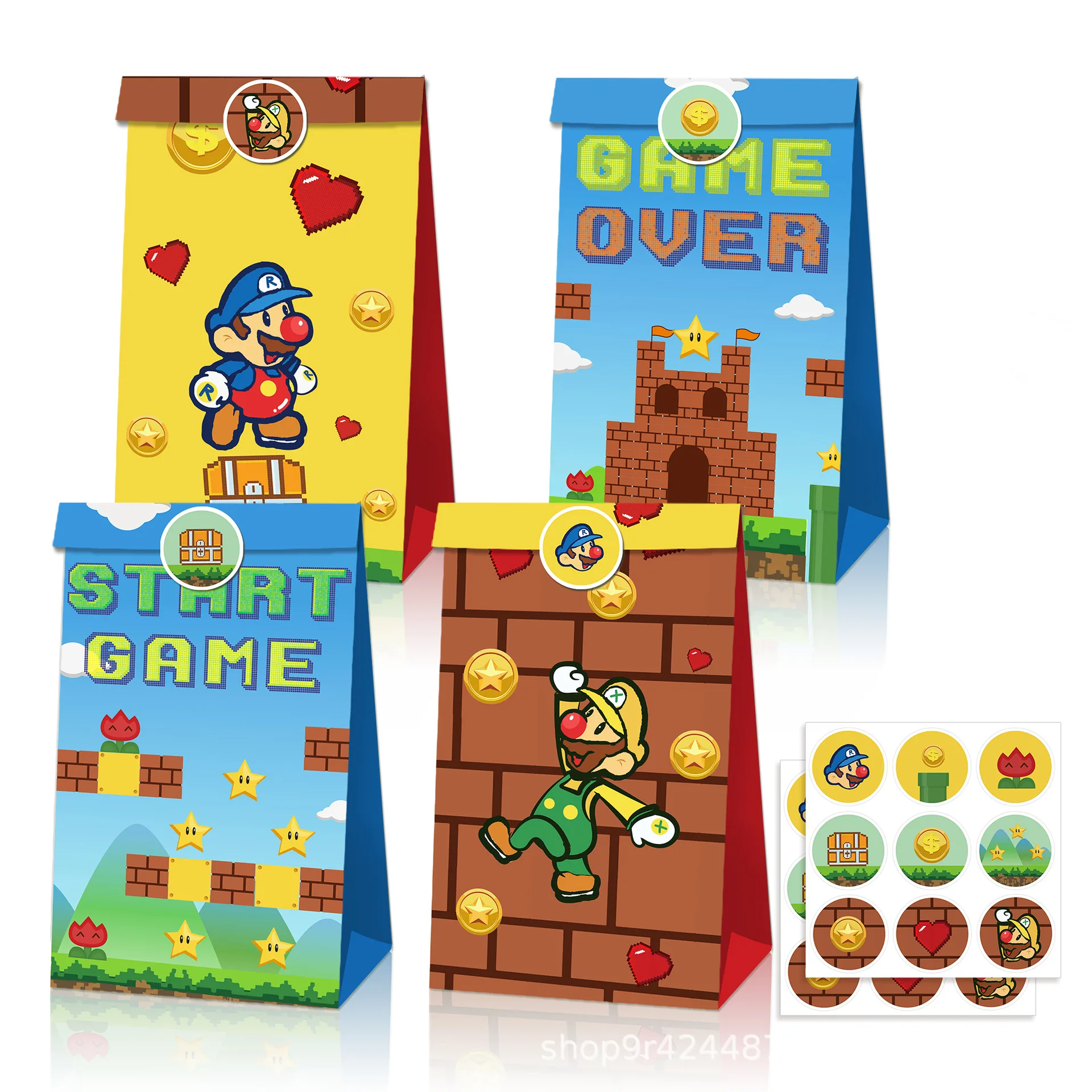 

12Pcs/Set Super Bros Birthday Party Decor Candy Bag With Sticker Mario Candy Packing Box Kids Boys Favor Gifts Party Supplies