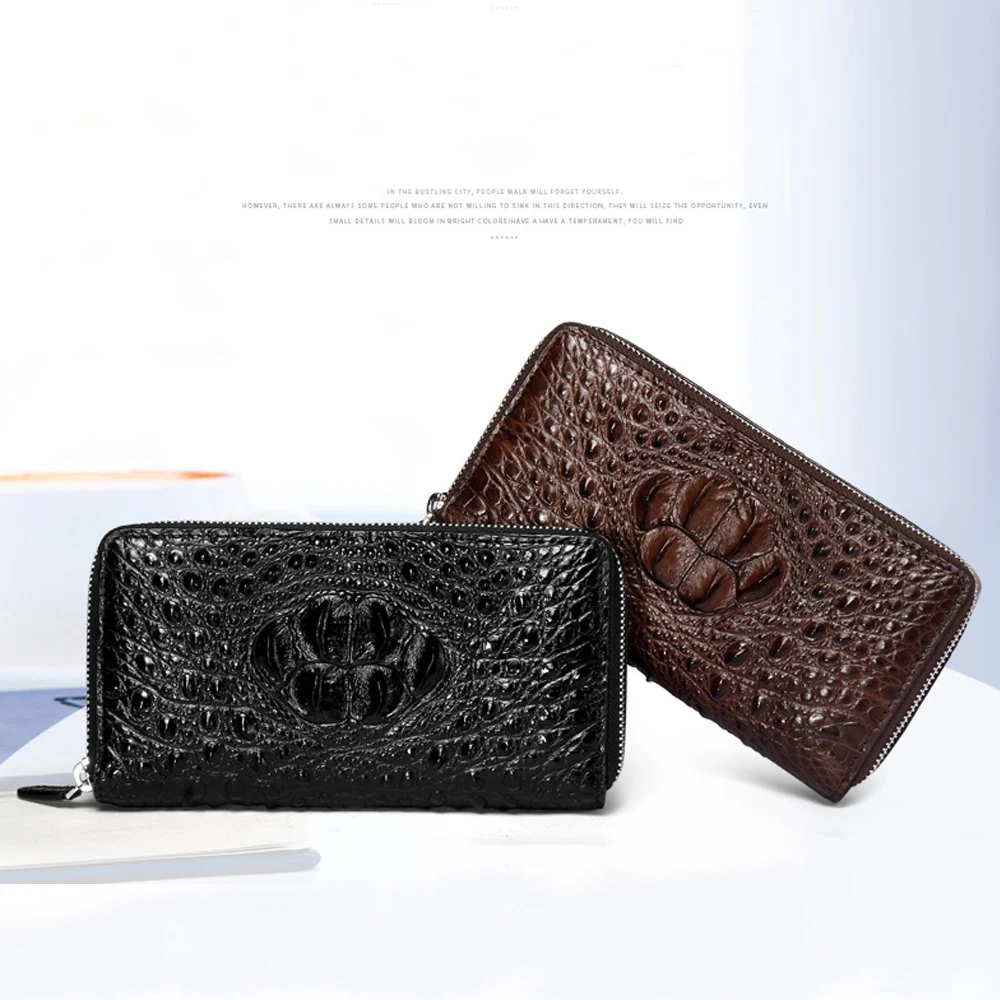 KEXIMA kadilaier new Crocodile handbag Leather Thai crocodile wallet long men clutch bag Crocodile wallet without stitching men