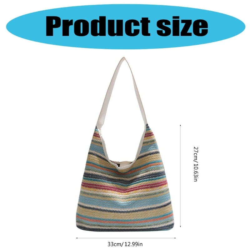 

652F Stylish Women's Straw Handbag Shoulder Bag Spacious Underarm Bags for Summer Beach Trips and Everyday Use