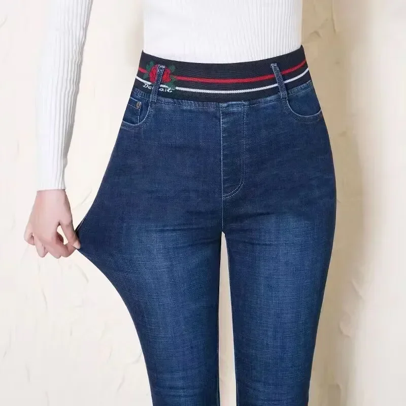 Jean slim taille haute pour femme, pantalon en denim, pantalon skinny, crayon délavé vintage, leggings Vaqueros commandés, surdimensionné 26-38