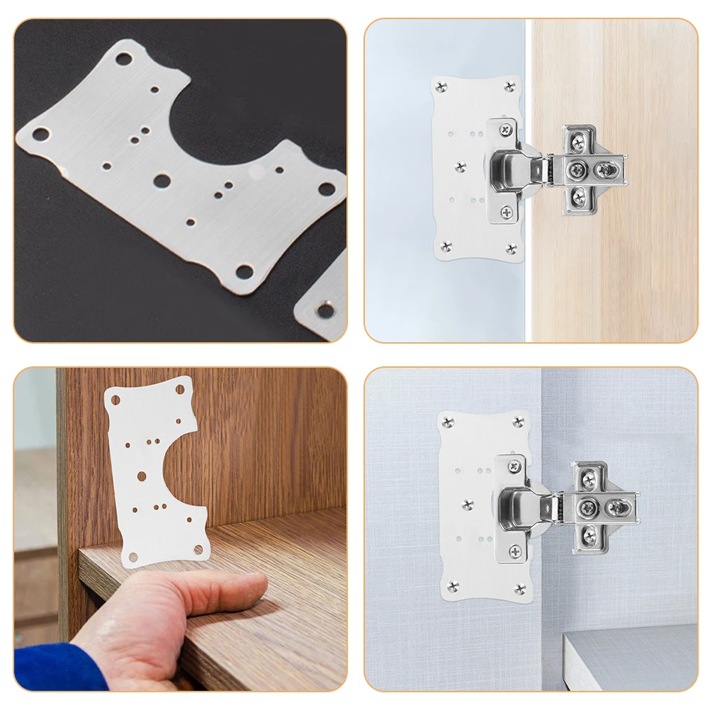 

5 Pcs Cabinet Repair Board Kitchen Cabinets Hinge Plate Hinges Door Stainless Steel Cupboard