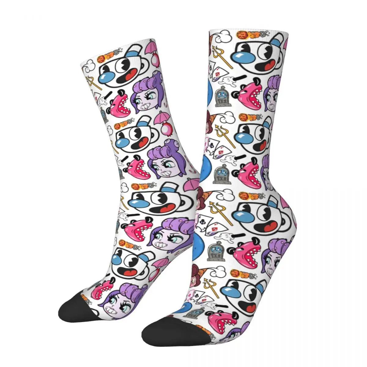 Cartoon Cuphead And Mugman Game Socks Men Women Casual Socks Novelty Spring Summer Autumn Winter Middle Tube Socks Gift