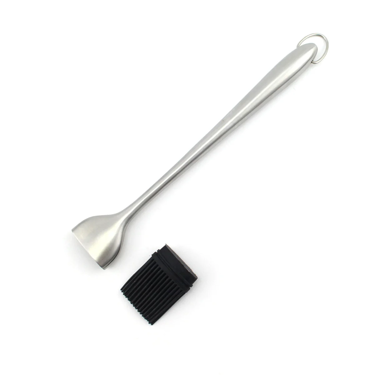 

2pcs BBQ Meat Brush Stainless Steel H Silicone Basting Barbeque Sauce Tool Grilling Roasting Baking Kitchen Pan Waffle Iron