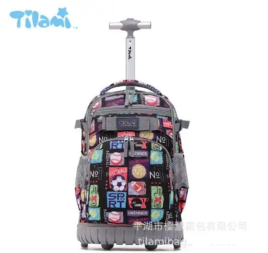 18 inch School Rolling backpack Wheeled backpack for girls kids School backpack wheels Travel Trolley backpacks bag teenagers