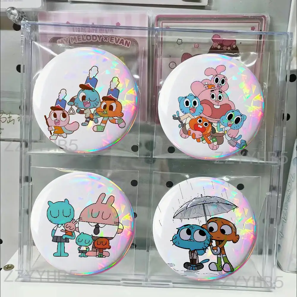 

Amazing World G-Gumball Darwin Tinplate Pins Round Handmade Brooches for Backpack Accessories Collection Badge 58mm 44mm 75mm