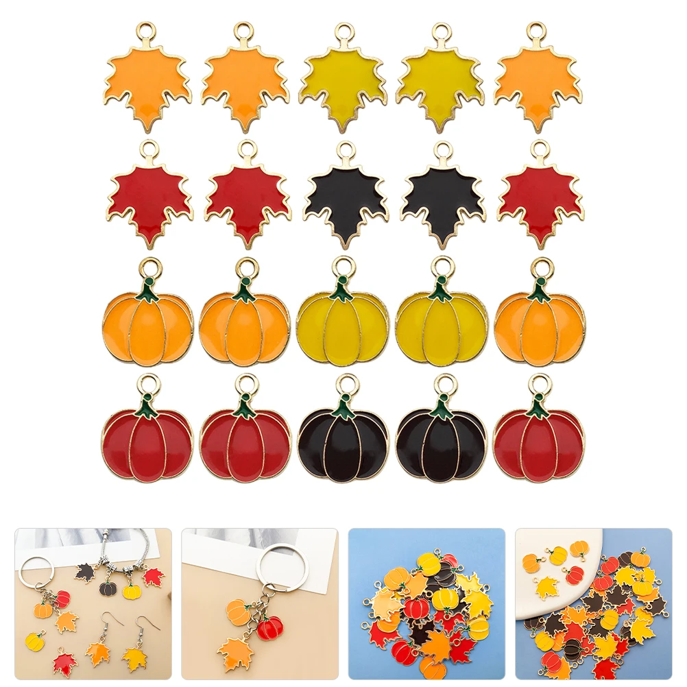 

40 pcs Pumpkin Pendant Charms Maple Leaf Metal Charms For Jewelry Making Diy Crafts Durable Halloween Thanksgiving Decor