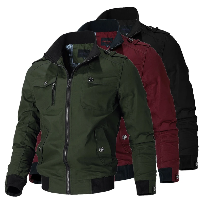 

Мужская повседневная хлопковая куртка Slim Fit на молнии, весенне-осенняя коричневая верхняя одежда, молодежный стиль, легкое уличное пальто с боковыми карманами