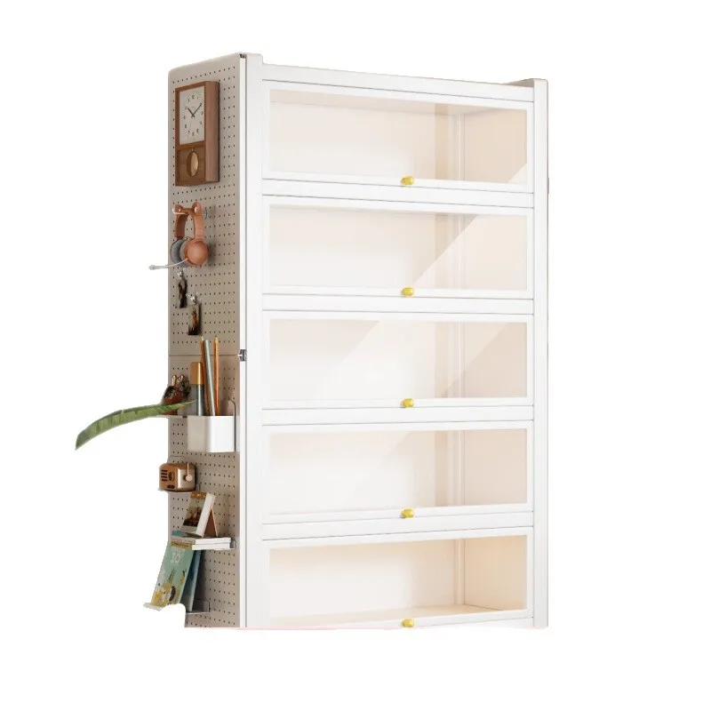 

Glass bookcase with door Steel bookshelf Floor-to-ceiling dustproof iron figure display cabinet Household locker Storage cabinet
