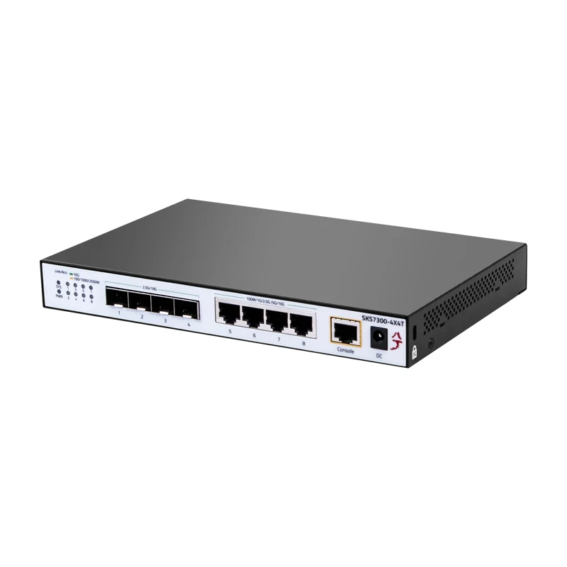 XikeStor All 10G L2 Managed Switch 4 Ports 10G RJ45 Base-T 4 Ports 10G SFP+ Uplink Ethernet Switch Web/CLI Management VLAN