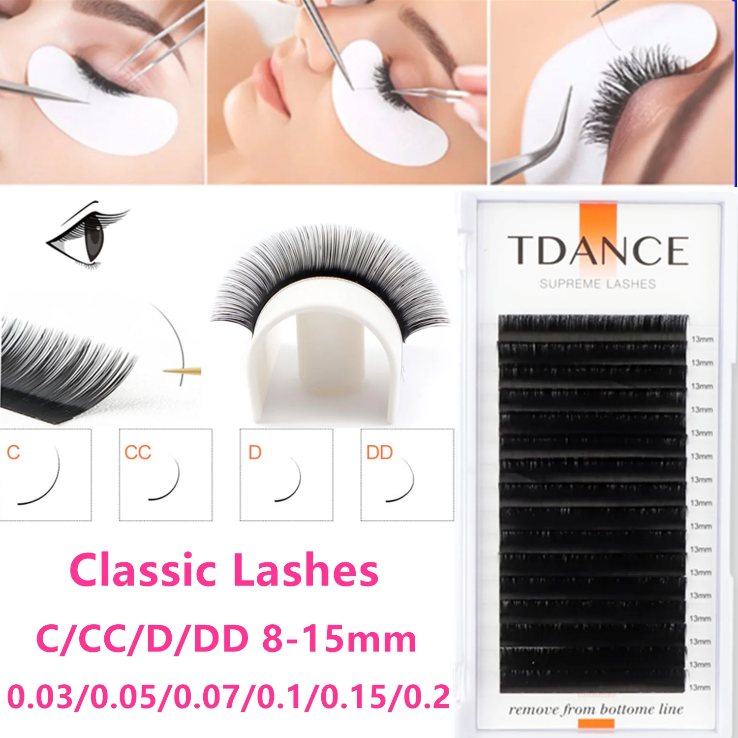 TDANCE Individual Eye Lash Extension 16Rows Soft Faux Mink Lashes Russian Volume Makeup Eyelashes Professionals Classic Eyelash