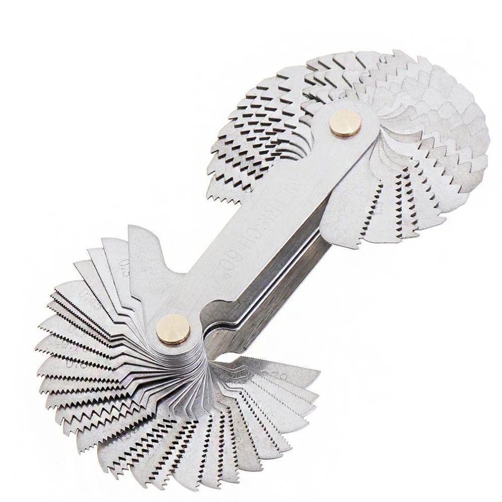 Metric and For Imperial Thread Gauge 58 Blades Set for Measuring 55 Degree and 60 Degree Thread Angles with Locking Device