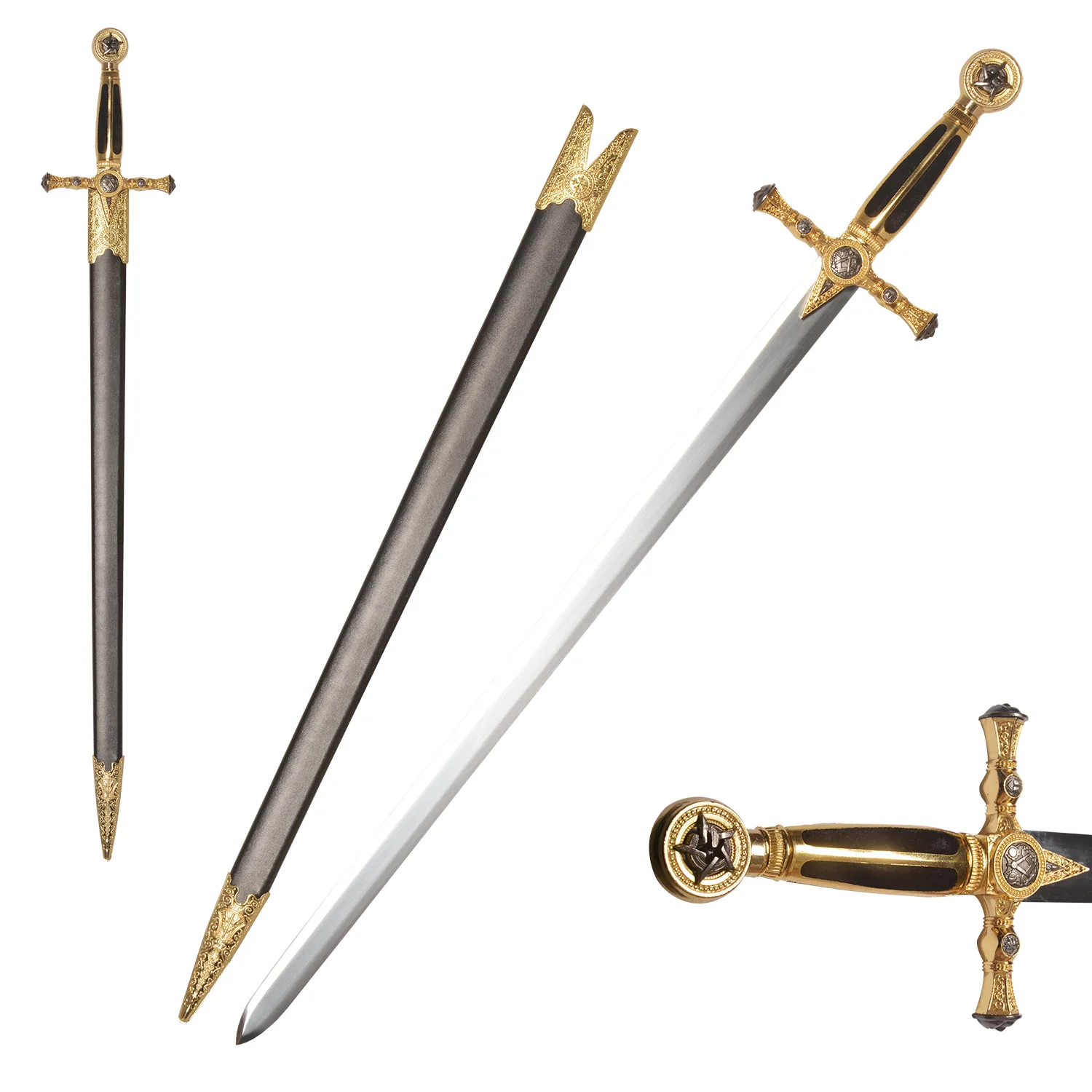 Miecz Króla Salomona z XVIII wieku, 84 cm, ze stali nierdzewnej, miecz Gwiazdy Dawida do kolekcji