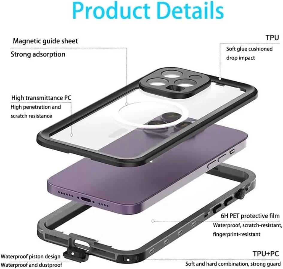 IP68 حافظة هاتف مقاومة للماء لهاتف آيفون 16 15Plus 14 13 17Pro Max مقاومة للثلوج والغبار والصدمات غطاء حماية تحت الماء #2
